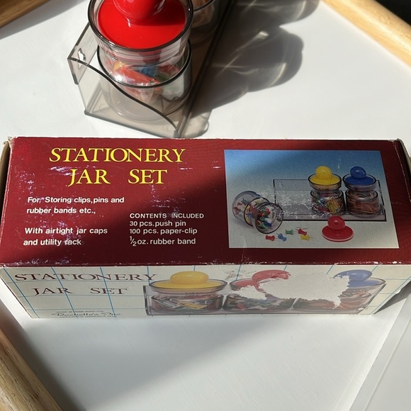 Vintage Hong Kong Desk Accessories Jar Set 1980s Stationery Storage - Picture 7 of 12